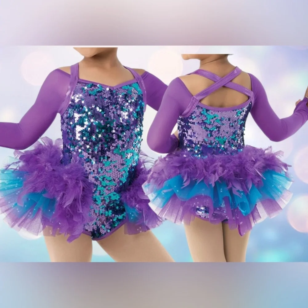 Weissman Peacock Feather Costume Sequin Dance Dress-up play small S